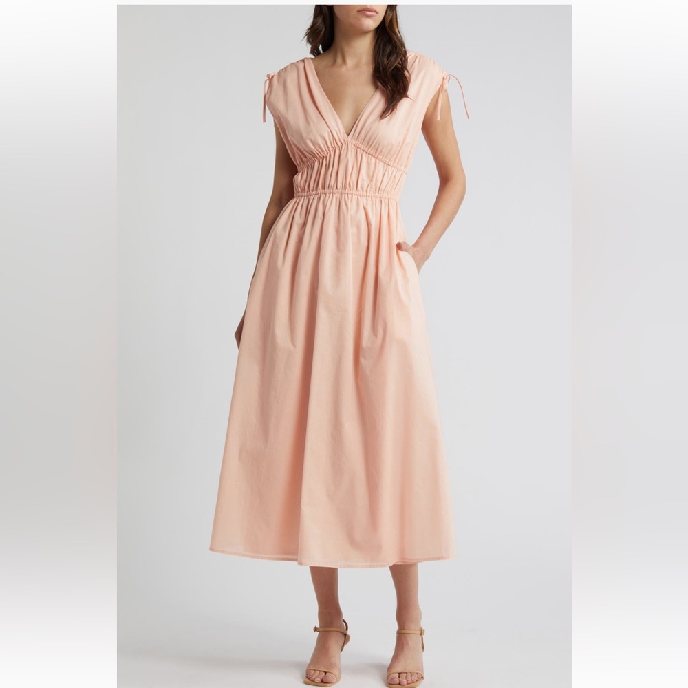 Charles Henry Peach Midi Dress